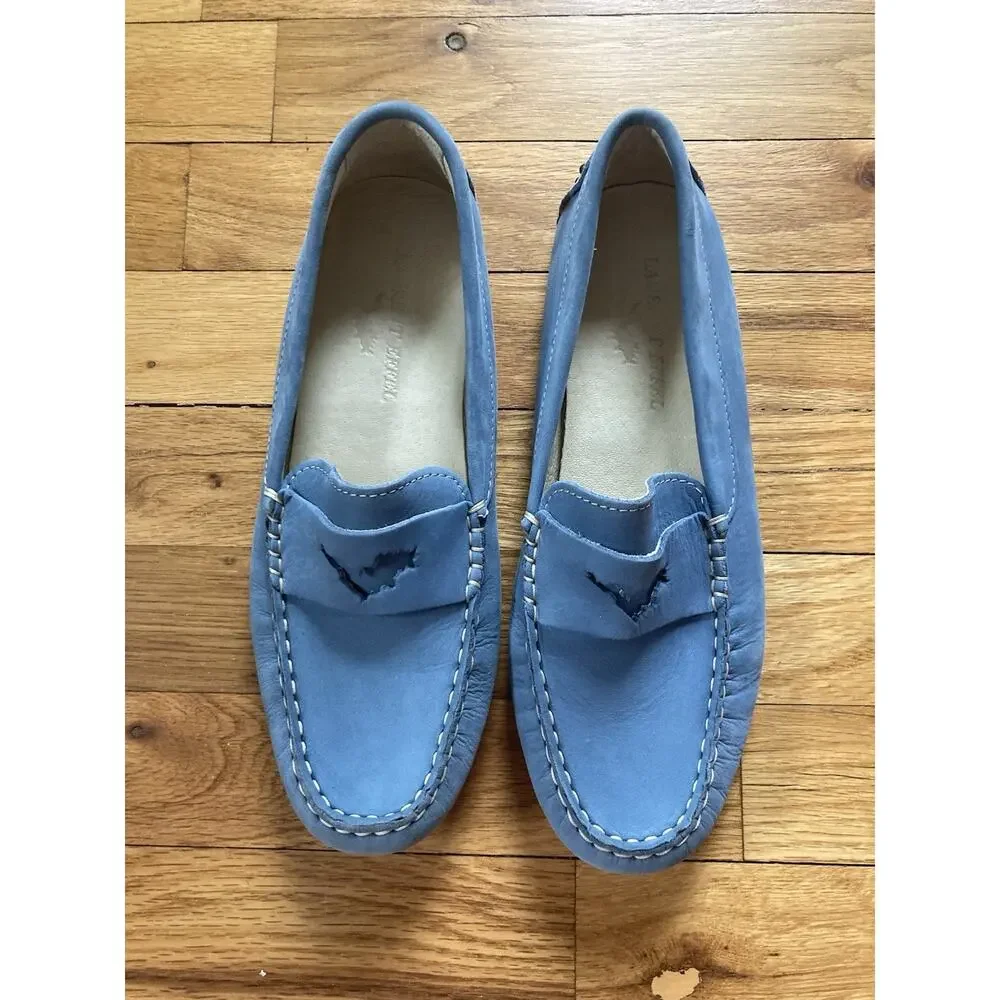 Laurent Effel St Barth Mens Blue Nubuck Moc Toe Loafer Shoes Size EUR 40